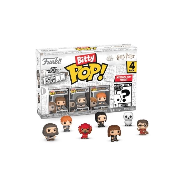 Funko Pop! 4 pack: Display Shelf - Hermione , Rubeus Hagrid, Ron Weasley Mystery