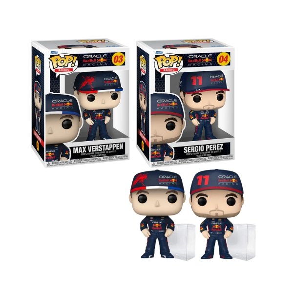 Funko Pop! Formule 1 F1 BUNDLE + Protectors - Max Verstappen + Sergio Perez