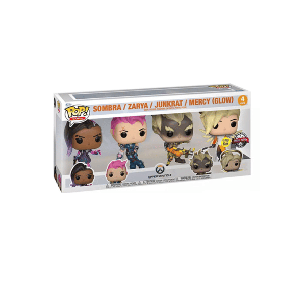 Funko Pop! 4 Pack: Overwatch - Sombra , Zarya , Junkrat & Mercy - Exclusive Glow in the Dark