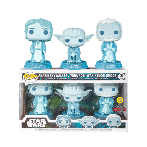 Funko Pop! 3pack: Star Wars - Anakin Skywalker / Yoda & Obi-Wan Kenobi (Endor) - Glow in the Dark Exclusive