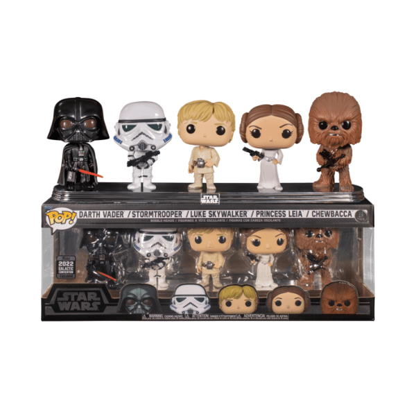 Funko Pop! Star Wars Darth Vader, Stormtrooper, Chewbacca, Princess Leia & Luke Skywalker 5-Pack (2022 Galactic Convention Exclusive)