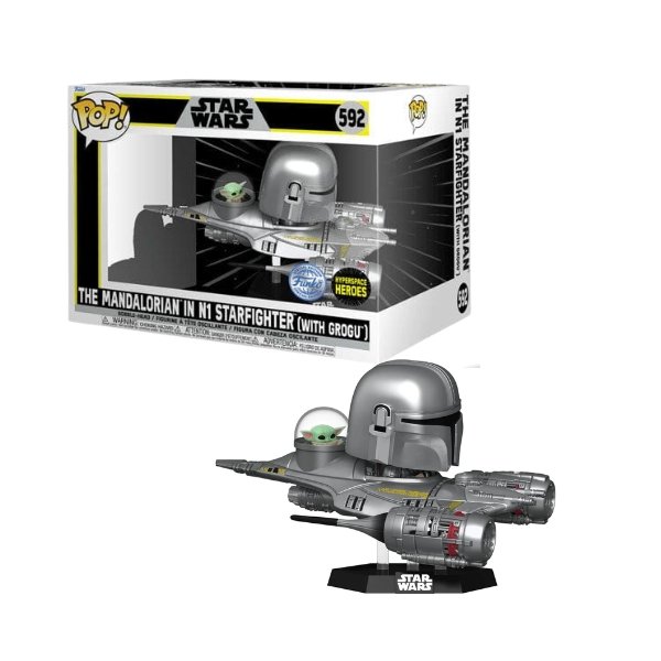 Funko Pop! Star Wars The Mandalorian - The Mandalorian in N1 Starfighter (with Grogu) #592 Superspace Heroes Exclusive