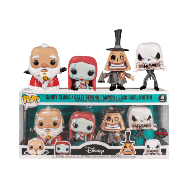 Funko Pop! The Nightmare Before Christmas - Sandy Claws, Sally Sewing, Mayor with Megaphone & Jack Skellington Exclusive