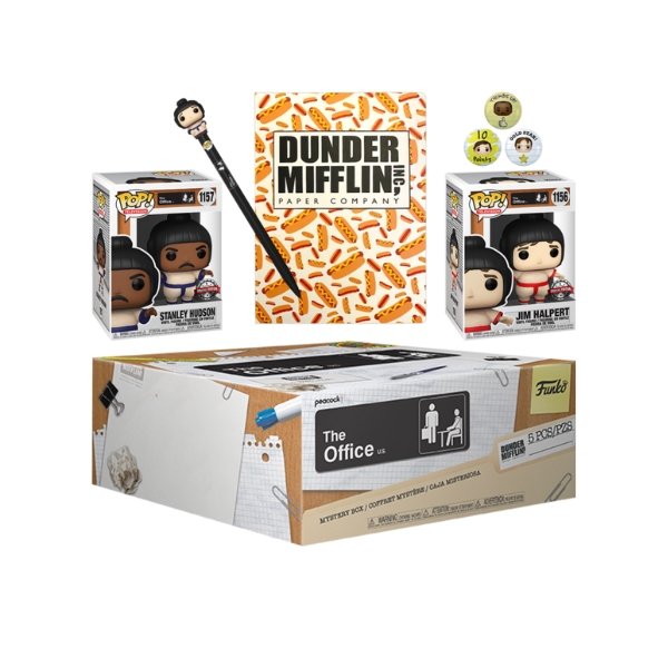 Funko Pop! The Office Beach Games Exclusive Collector Box Gamestop Exclusive - Stanley Hudson #1157 & Jim Halpert #1156