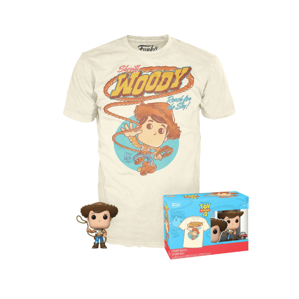 Funko Pop! & Tshirt Box: Disney Toy Story 4 - Sheriff Woody Metal #522 Exclusive (Size M)