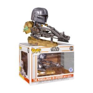 Funko Pop! Star Wars: The Mandalorian - The Mandalorian on Speeder (with Grogu) Rides