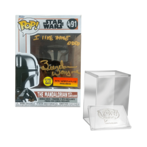 Diender Wayne Signed Funko Pop! Star Wars - The Mandalorian #491 - Quote I like those Odds - GITD Box warehouse exclusive