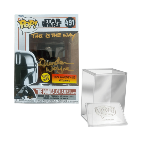 Brendan Wayne Signed Funko Pop! Star Wars - The Mandalorian #491 - Quote This is the Way - GITD Box warehouse exclusive