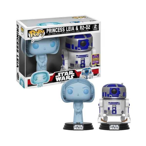 Funko Pop! Star Wars: Princess Leia (Holographic) & R2-D2 - 2 Pack Summer Convention Exclusive [Box conditie 7.5/10]