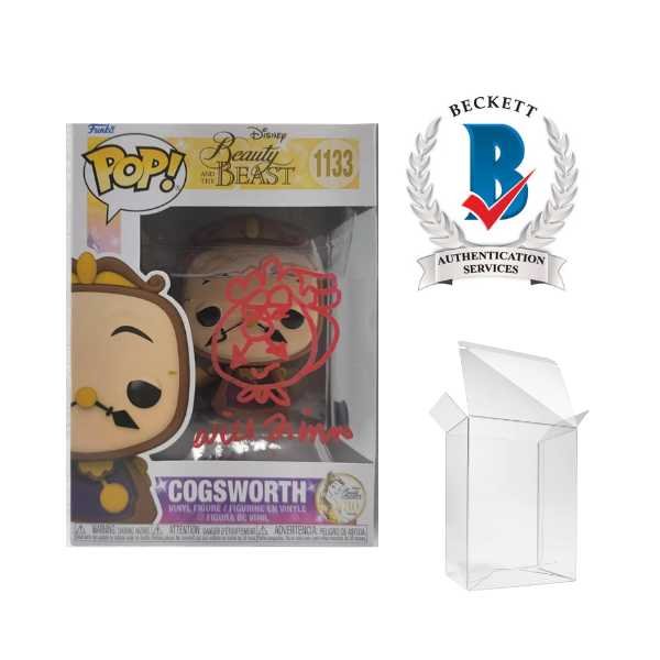 Gesigneerde Funko Pop! Disney: Beauty and the Beast - Cogsworth #1133 (Signed + Sketch by Tim Curry) Beckett COA