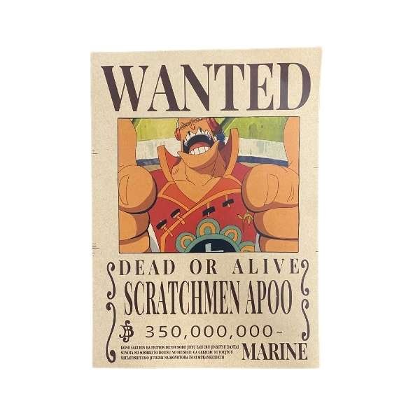 One Piece Wanted Dead or Alive Bounty Poster [21 x 29,7 cm] A4 - ''Scratchmen Apoo''