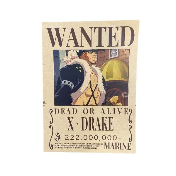 One Piece Wanted Dead or Alive Bounty Poster [21 x 29,7 cm] A4 - ''X-Drake''