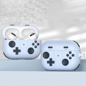 Enluxe Witte Retro Console Siliconen Gaming case geschikt voor AirPods Pro 1 of 2 – Mini Oude Console Vorm met Knopjes en Anti-val Bescherming