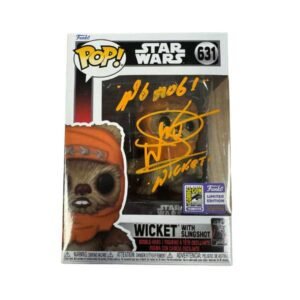 Warwick Davis Signed Funko Pop! Star Wars: Wicket with Slingshot #631 SDCC Official Exclusive