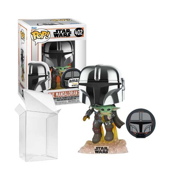 Funko Pop! Star Wars: The Mandalorian - The Mandalorian /w Grogu (with Pin) #402 Amazon Exclusive